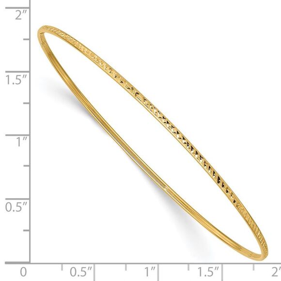 14k Yellow Gold 1.5mm Diamond-Cut Slip-on Bangle Bracelet